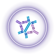 A circular icon featuring connected shapes, representing the management and treatment of IgA nephropathy (IgAN).