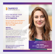 Image of a brochure with a cover featuring a smiling woman, offering essential details about IgAN and TARPEYO.