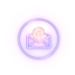 Email icon featuring an envelope with an @ symbol, indicating email contact for support or inquiries.