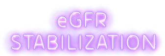 Callout text 'eGFR STABILIZATION' indicating TARPEYO’s clinical effect on preserving kidney function in IgAN patients.